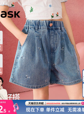 ask儿童短裤夏季新款女童小女孩中大童外穿巨好看薄款牛仔五分裤