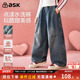 子2026春秋季 中大童时尚 百搭点漆牛仔裤 ask女童裤 儿童休闲裤 子潮
