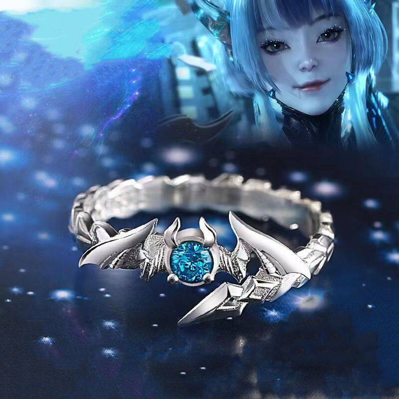 小恶魔巴巴塔印象戒指ins新款动画系列小恶魔二次元周边925银饰品