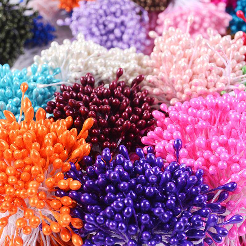 仿真花蕊彩色珠光花心手工diy丝网花玫瑰花翻糖花芯花艺材料配件