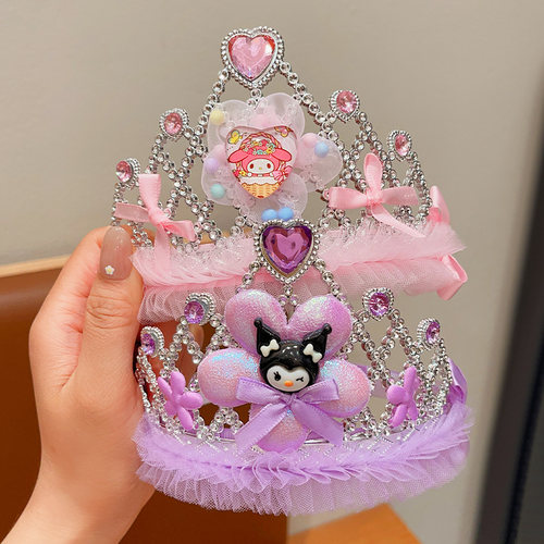 皇冠头饰儿童公主发箍韩版小女孩生日拍照发卡库洛米水钻王冠头箍