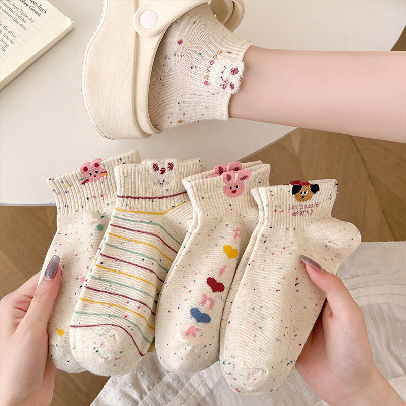 秋冬新款袜子女可爱卡通点子纱棉袜ins高颜值学院风吸汗透气短袜,女士内衣/男士内衣/家居服,船袜,淘宝优惠券,粉丝福利购,淘宝优惠卷