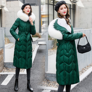 羽绒服女中长款2025新款韩版时尚修身收腰长过膝狐狸毛冬装厚外套