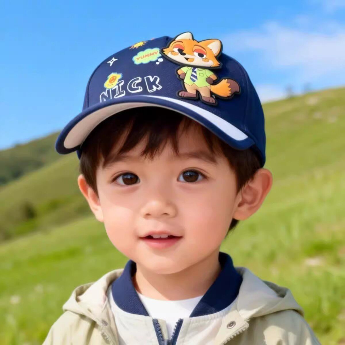 春夏新款旋转疯狂动物儿童鸭舌帽男童女童遮阳棒球帽卡通百搭防晒