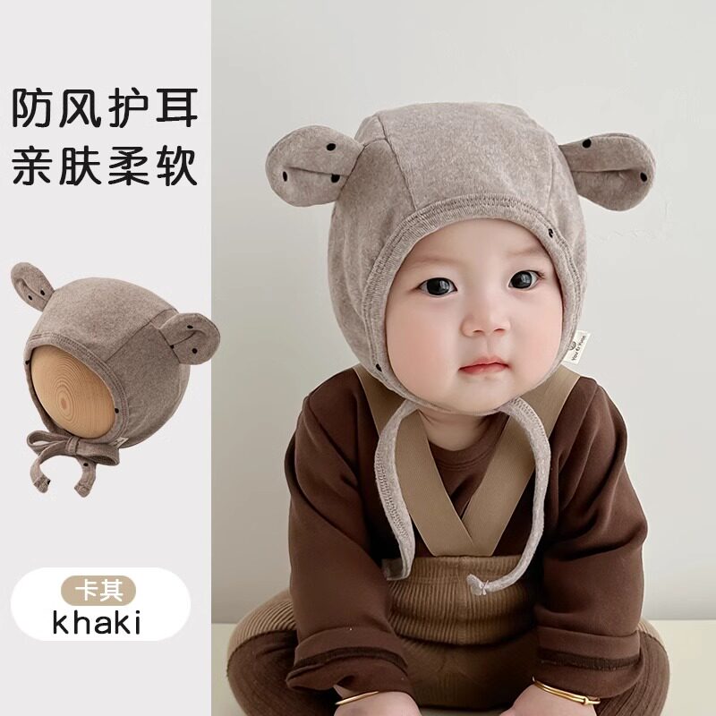 新生婴儿帽子春秋冬宝宝胎帽小月龄早秋可爱超萌护囱门护耳帽男宝