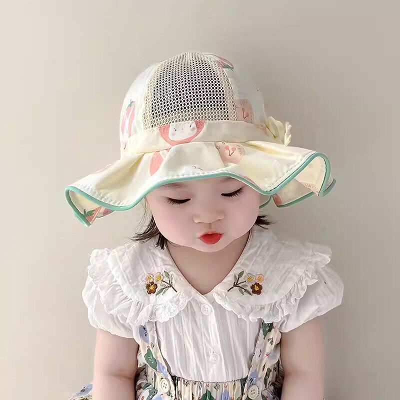 婴幼儿遮阳帽子春夏季薄款大帽檐男女宝宝防晒太阳帽小女童渔夫帽