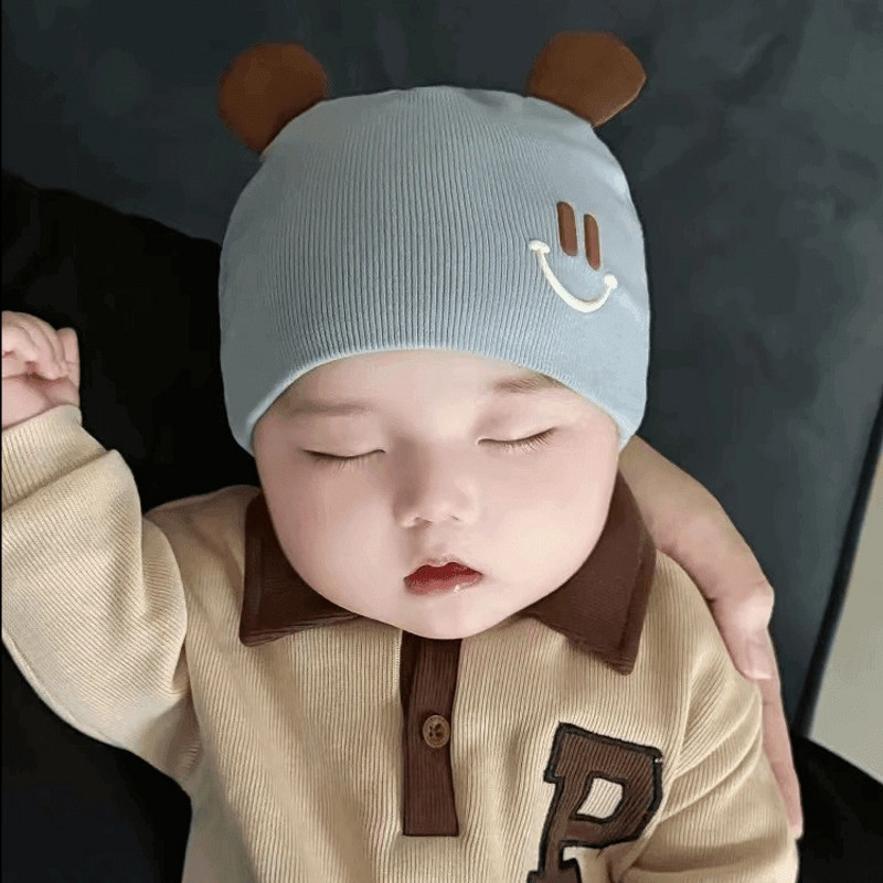 新生婴儿帽子春秋薄款可爱简约小月龄胎帽夏季初生男女宝宝满月帽