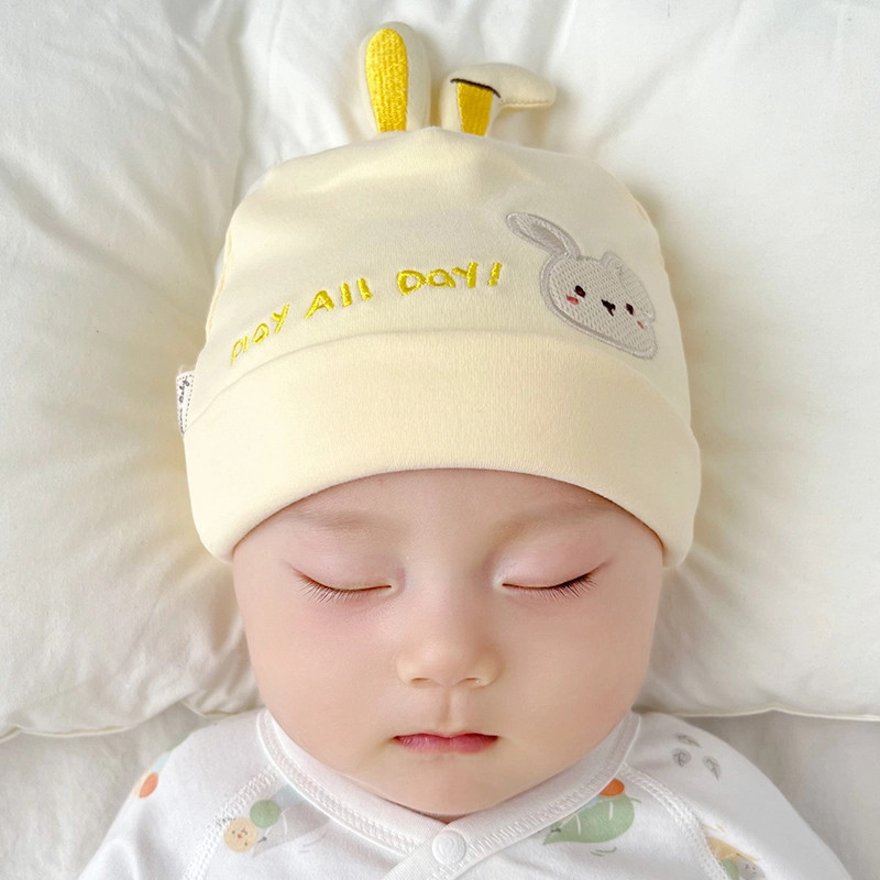 婴儿帽子春秋款0一3个月棉质胎帽春秋小兔子新生儿初生男女宝宝帽