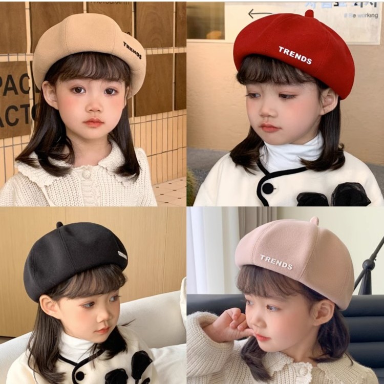 女童贝雷帽春秋款女宝宝八角帽日系原宿风南瓜帽冬季画家帽子时尚