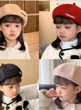 女童贝雷帽春秋款女宝宝八角帽日系原宿风南瓜帽冬季画家帽子时尚