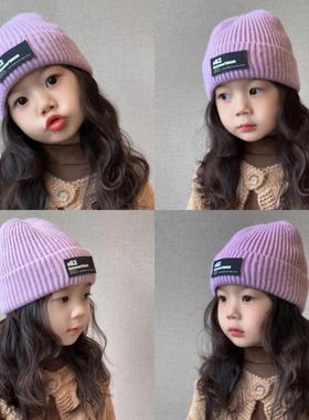 女童帽子秋冬款女宝宝毛线帽儿童套头帽女孩针织帽2024新款ins风