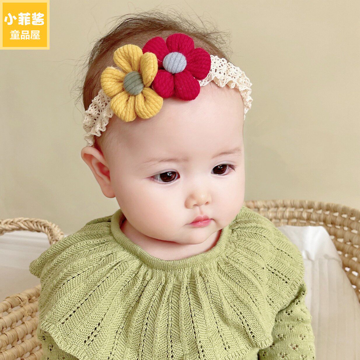 新生婴儿发带公主花朵头花可爱超萌韩版女宝宝满月百天头饰不勒头