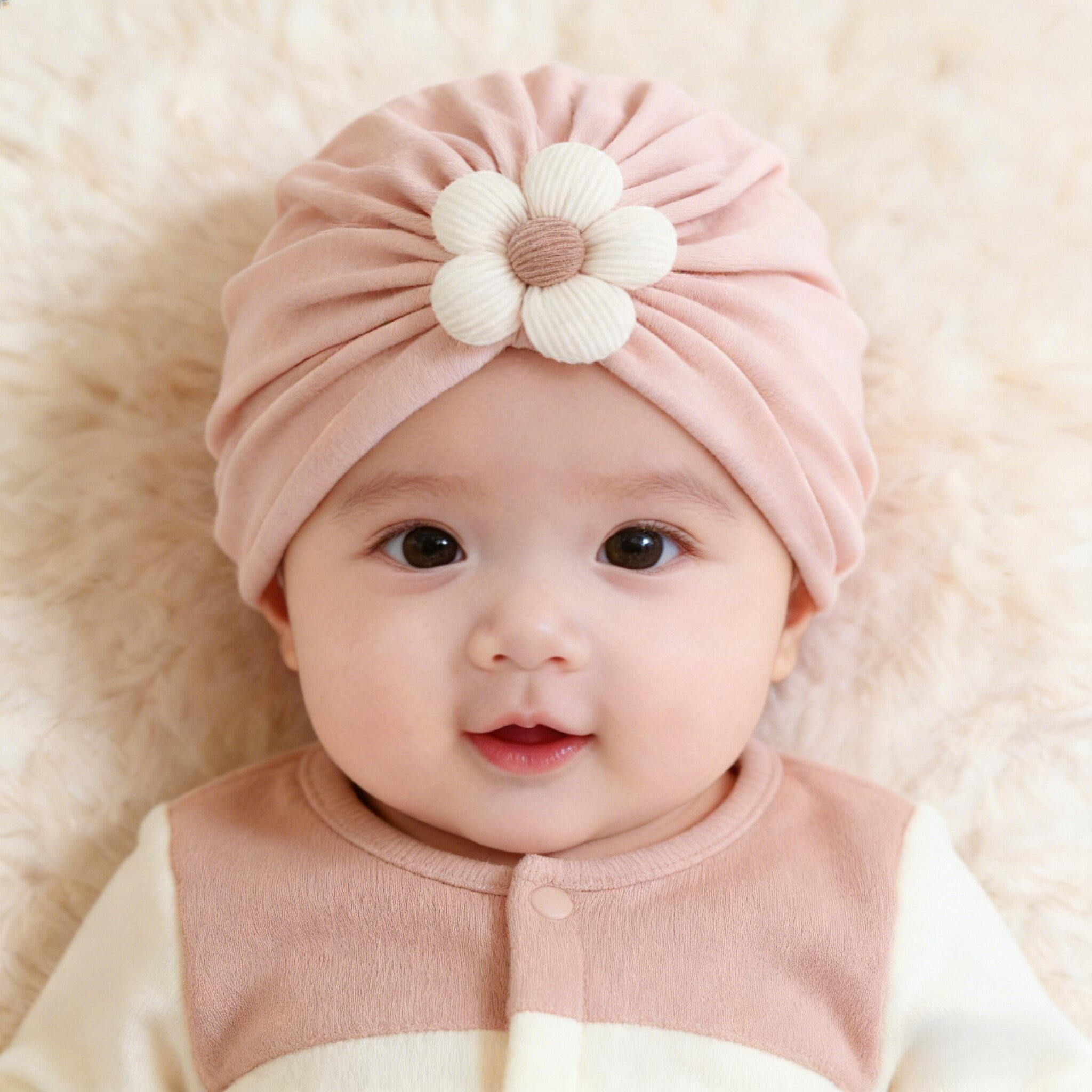 婴儿帽子0到3个月春夏季胎帽洋气护囟门印度帽小月龄女宝宝小月龄