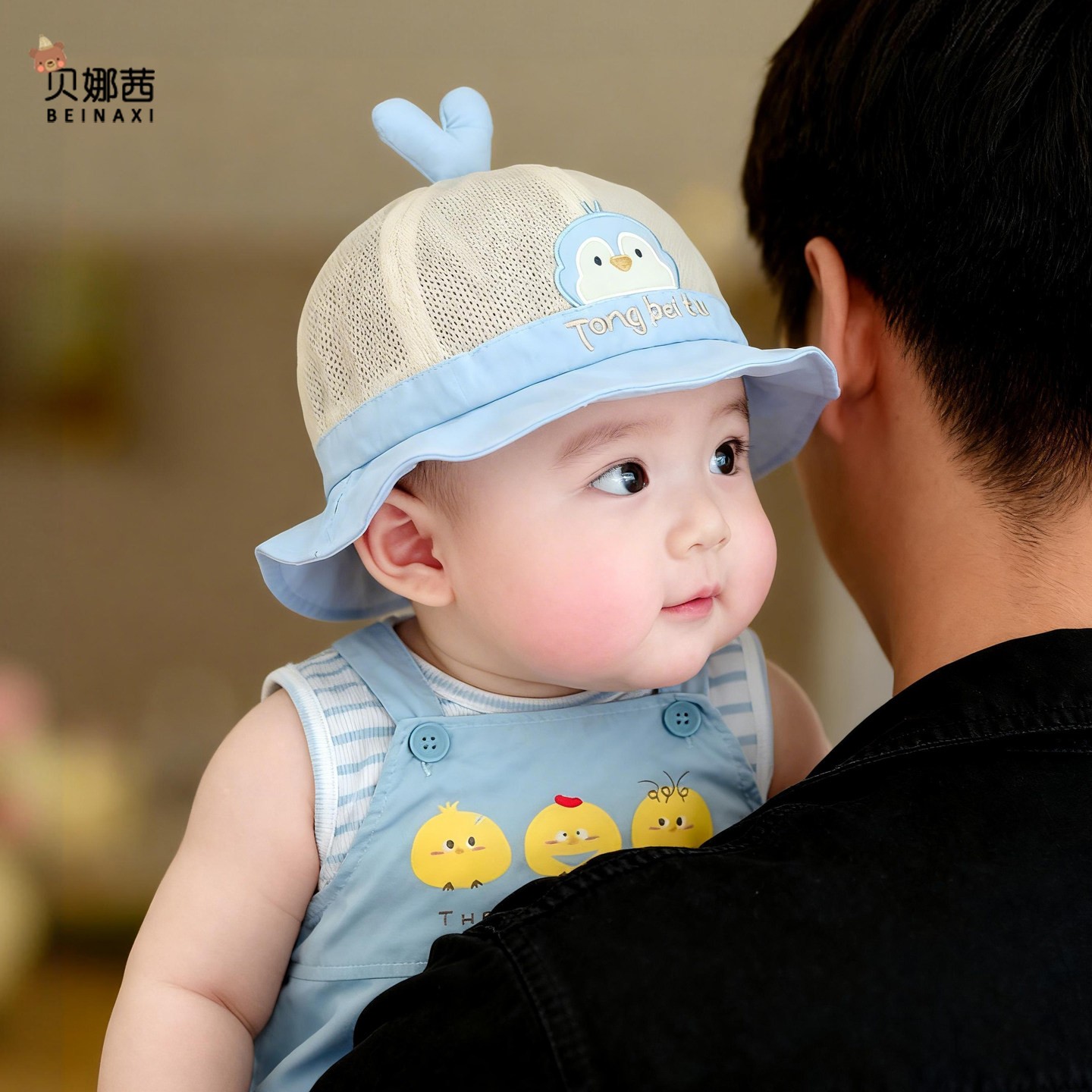 婴儿帽子夏季薄款男宝宝卡通遮阳防晒盆帽婴幼儿洋气渔夫帽太阳帽