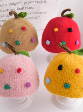 新生婴儿帽子秋冬款女婴幼儿公主可爱超萌男女宝宝冬季保暖毛线帽