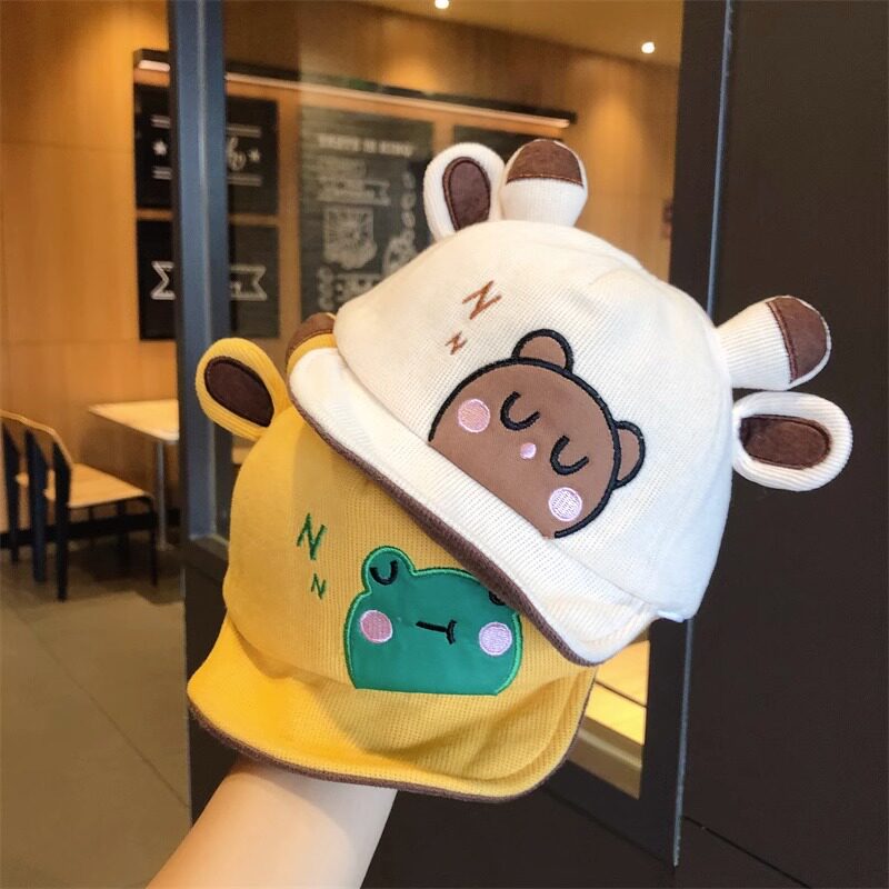 宝宝帽子春秋季卡通可调节鸭舌帽超萌软檐婴幼儿童休闲出游棒球帽