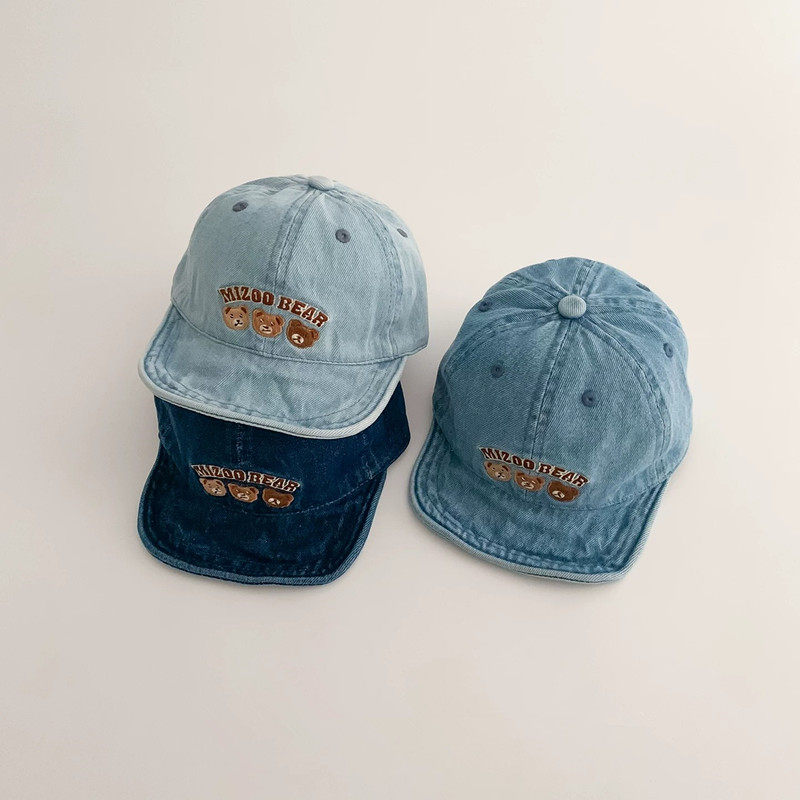 韩版水洗牛仔宝宝帽子春秋款遮阳防风鸭舌帽男女儿童可爱棒球帽冬