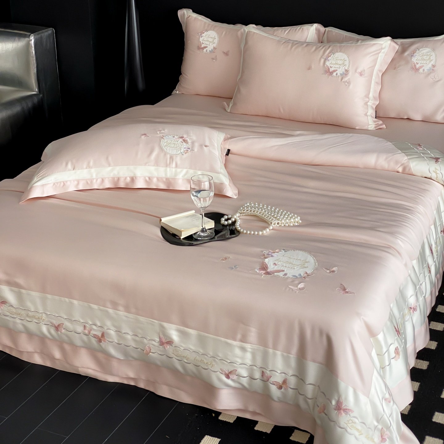 红花车100S全棉四件套精美刺绣少女心被套床单纯棉四季床上用品,床上用品,床品套件/四件套/多件套,淘宝优惠券,粉丝福利购,淘宝优惠卷