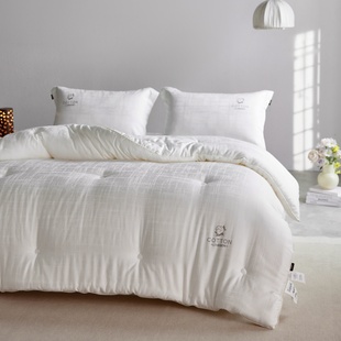 红花车轻奢A类新疆细绒棉花被夏被春秋被亲肤柔软单双人保暖冬被