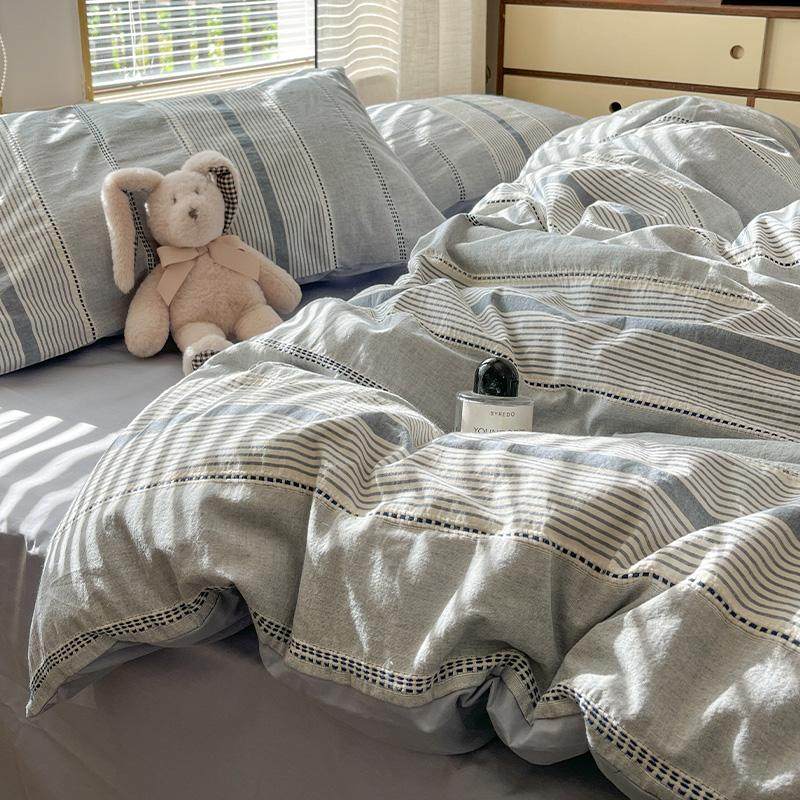 纯棉色织提花条纹小清新四件套床单被套全棉纱布床品亲肤,床上用品,床品套件/四件套/多件套,淘宝优惠券,粉丝福利购,淘宝优惠卷