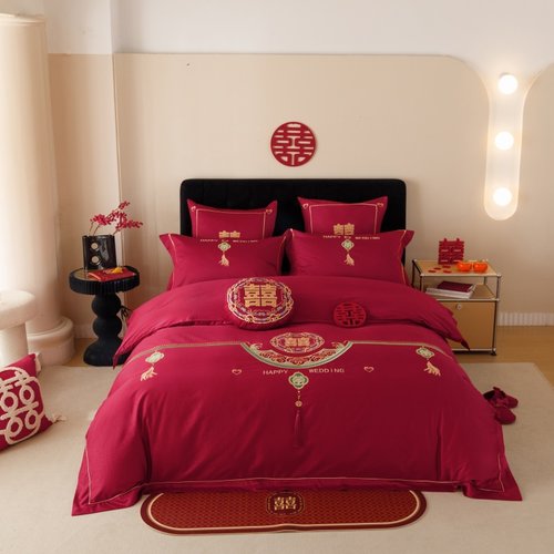 长绒棉刺绣婚庆四件套