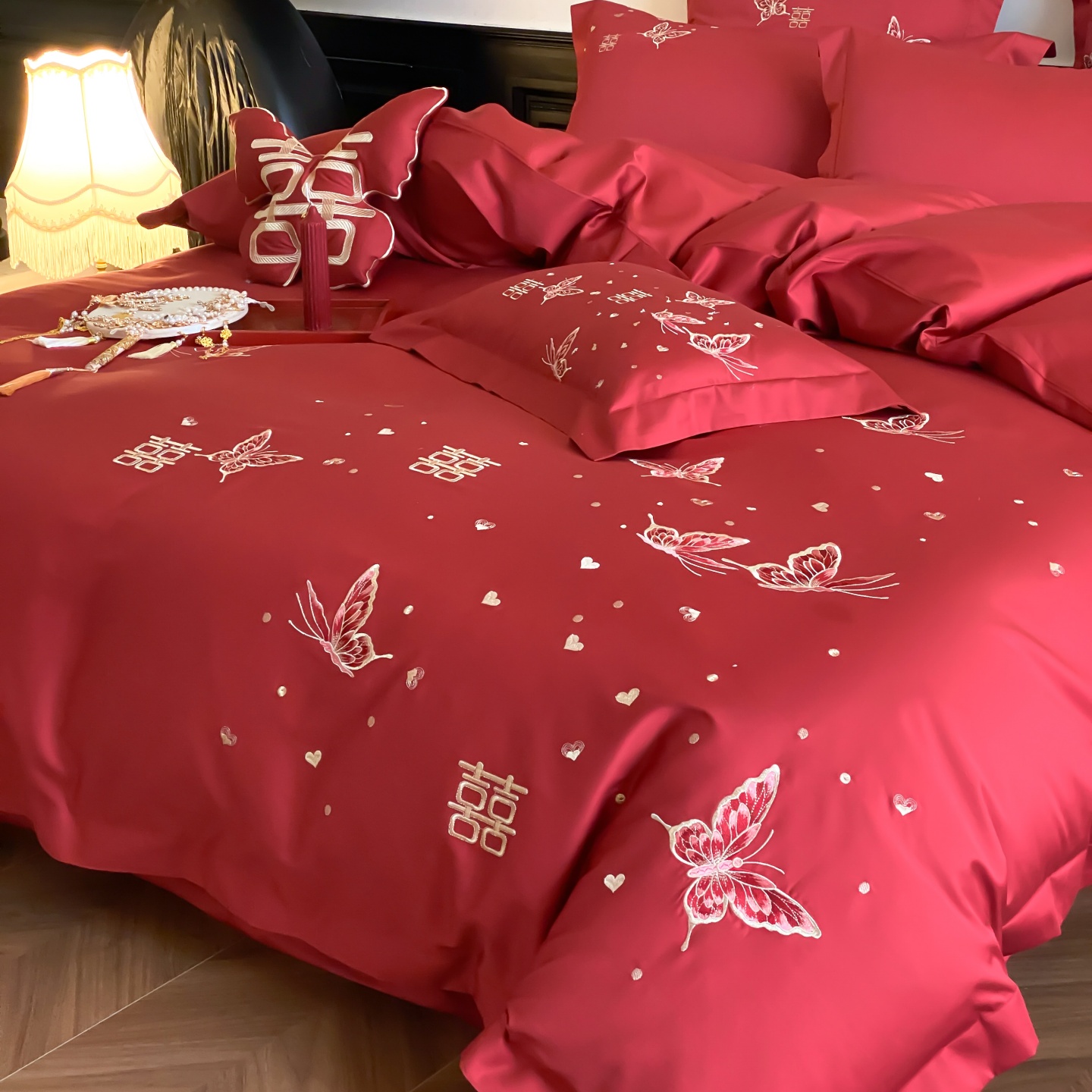 婚庆四件套全棉红色婚庆床品