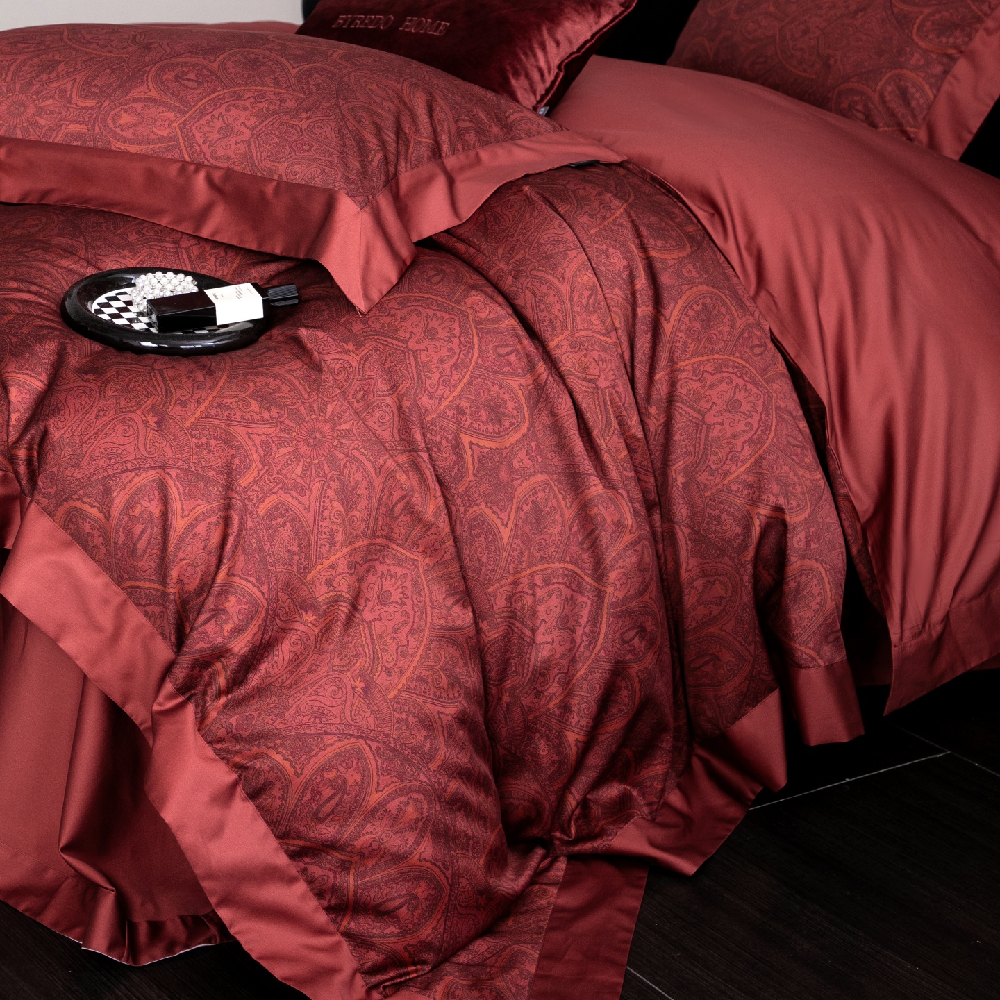 红花车轻奢风红色喜庆100棉澳棉四件套婚庆乔迁被套床单全棉套件