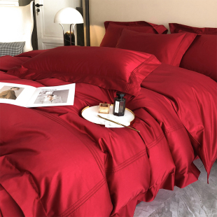 ROLAND LIVE结婚婚嫁床上用品纯棉婚庆大红100棉长绒棉四件套轻奢