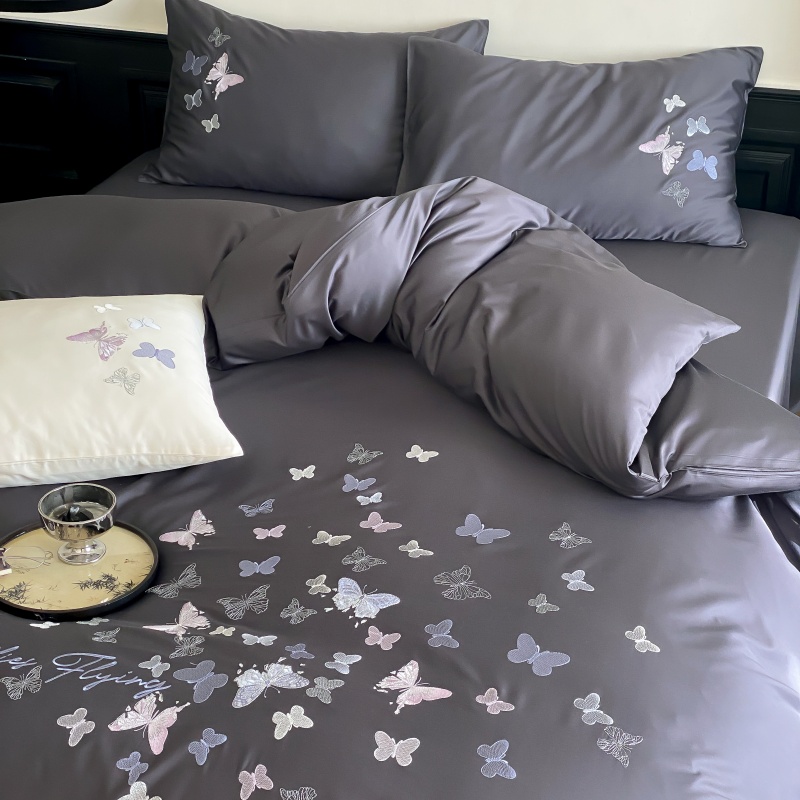 100S长绒棉四件套轻奢蝴蝶刺绣