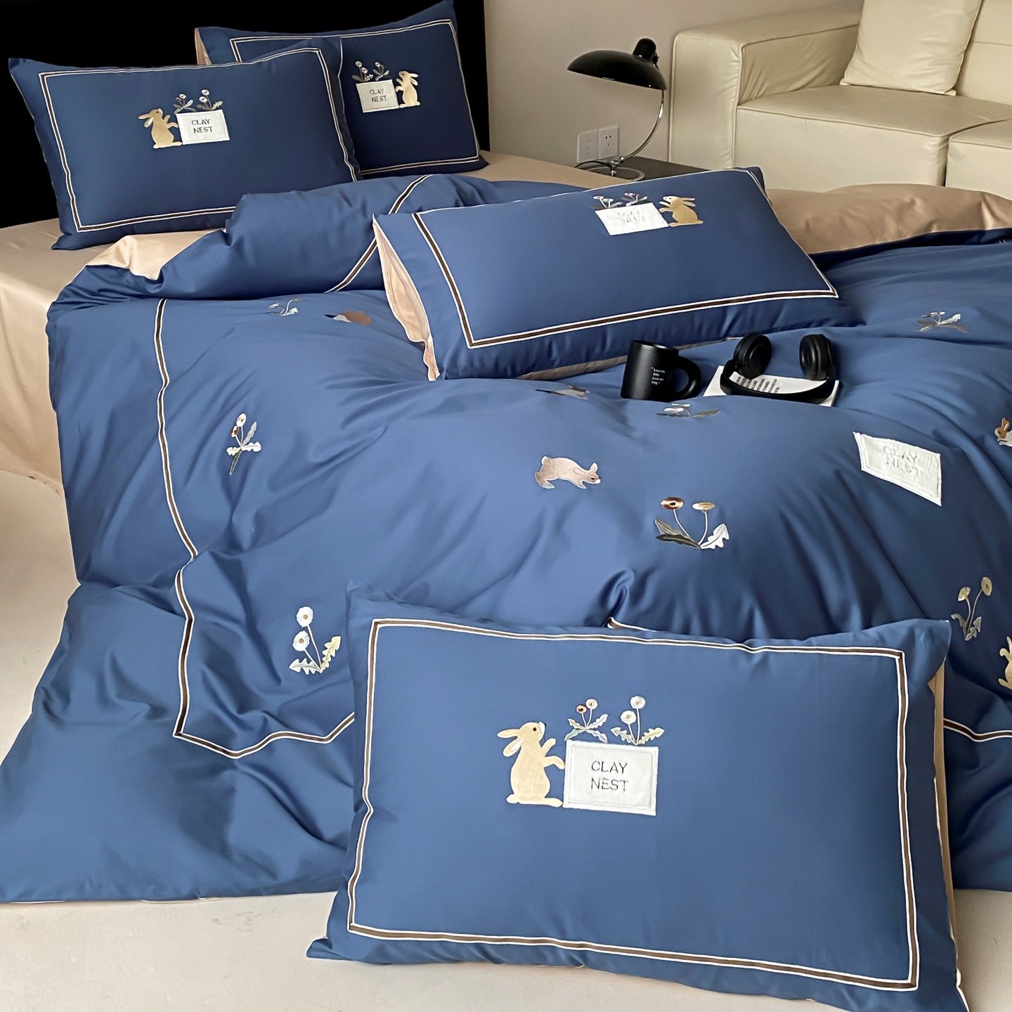 红花车全棉100S刺绣澳棉四件套治愈系可爱兔子纯棉被套床单套件,床上用品,床品套件/四件套/多件套,淘宝优惠券,粉丝福利购,淘宝优惠卷