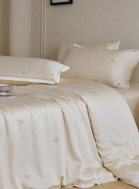 高级感A类60S夏季兰精天丝四件套凉感透气床单被套床品