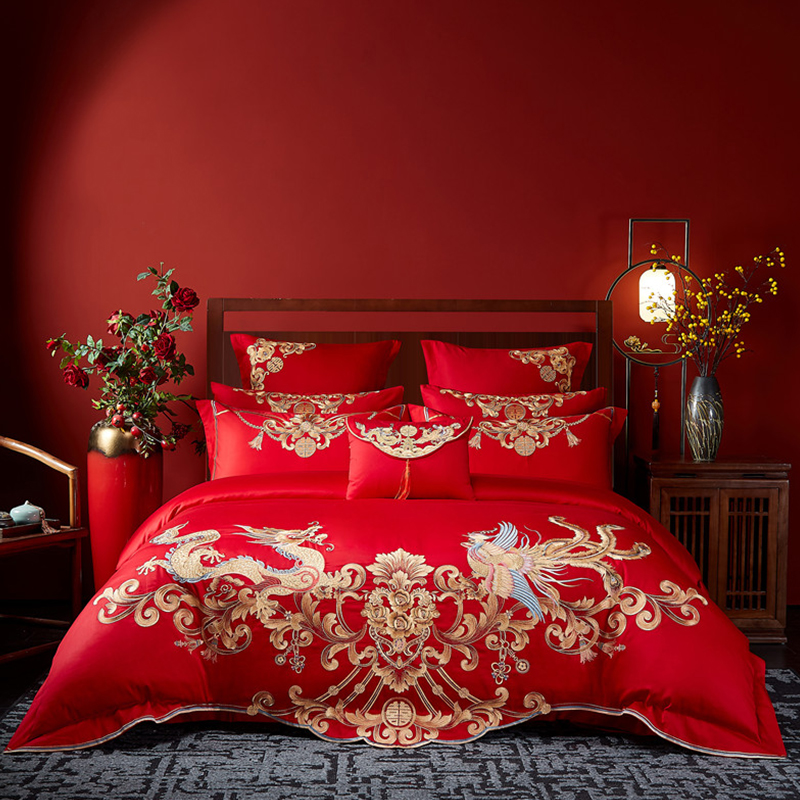 结婚四件套婚庆大红色