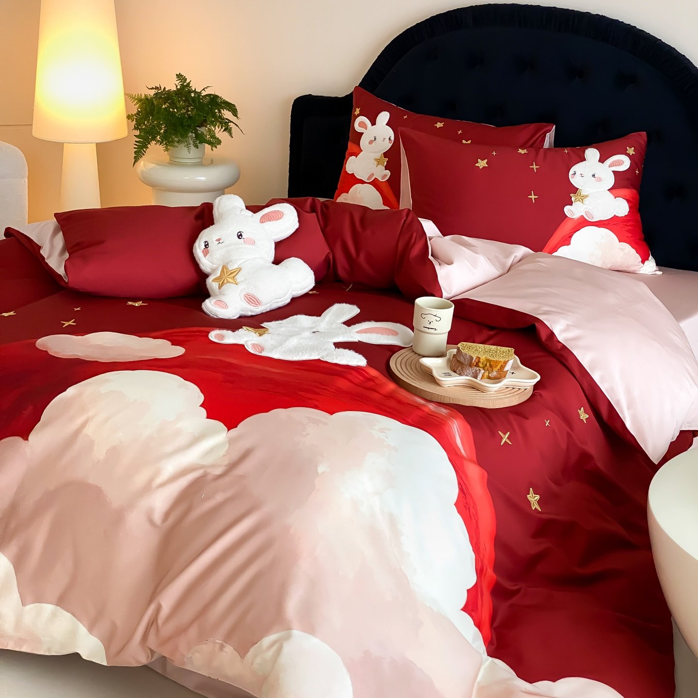 红花车全棉100棉长绒棉四件套数码印花红色喜庆温馨被套床单套件,床上用品,婚庆床品套件,淘宝优惠券,粉丝福利购,淘宝优惠卷