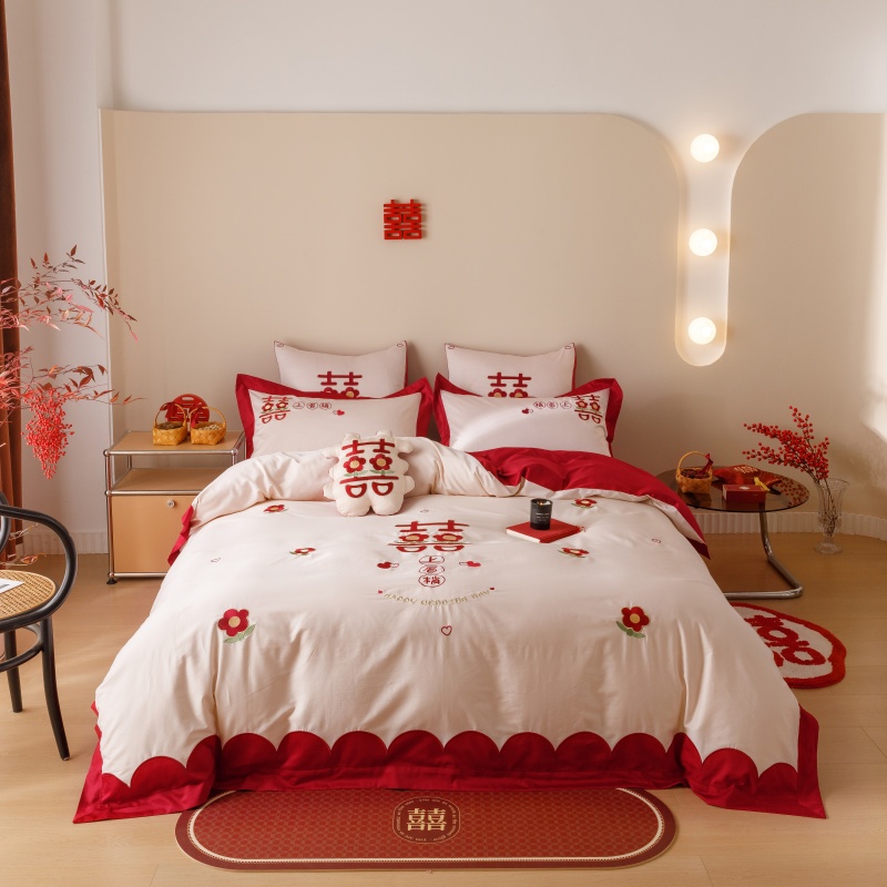 长绒棉刺绣婚庆四件套