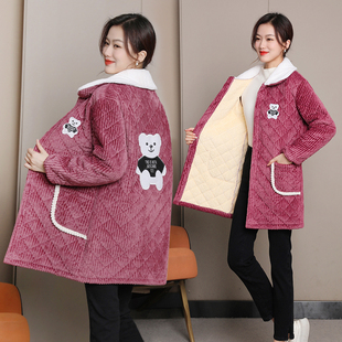 罩衣女加绒加厚新款冬季棉袄外套棉衣保暖耐脏工作服厨房长袖围裙