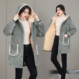 加绒加厚新款罩衣女冬季夹棉保暖工作服长款防污外套耐脏棉衣大码