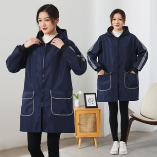 冬季新款加绒加厚防水罩衣女厨房围裙外套男工作服上班干活穿大褂