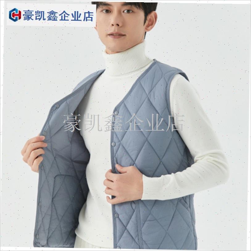 秋冬新羽绒棉马甲棉衣男士防寒服内穿中K老年打底青年轻薄背心马.