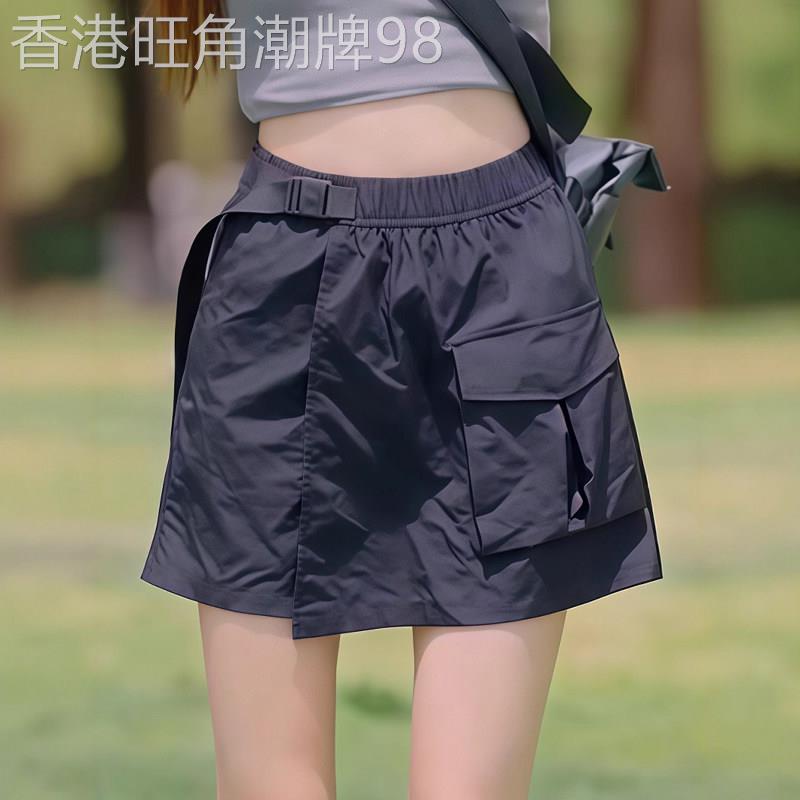 工装裤裙女夏季薄款2026新款短裙速干高腰a字大码显瘦黑色半身裙