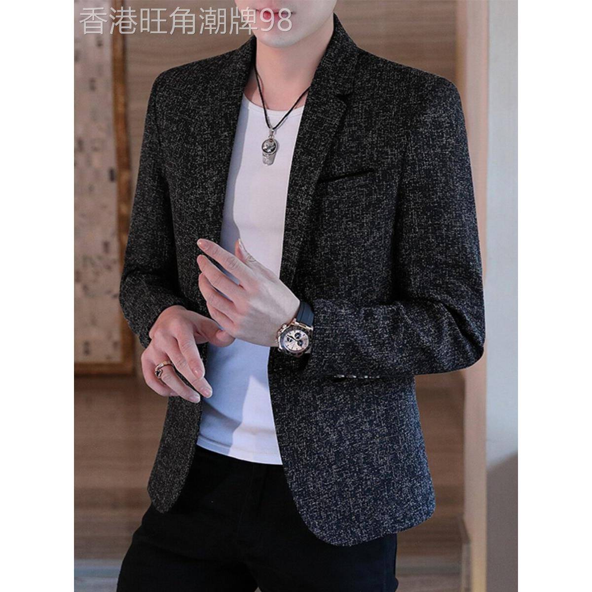 潮牌2025年新款韩版休闲西服男士潮流时尚简约修身美式小西装外套
