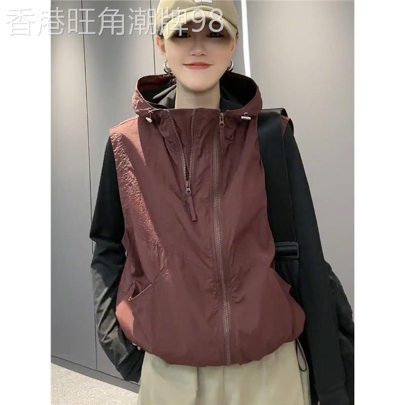 百搭宽松马甲女夏防晒衣外套休闲运动背心户外冲锋衣工装马夹薄款