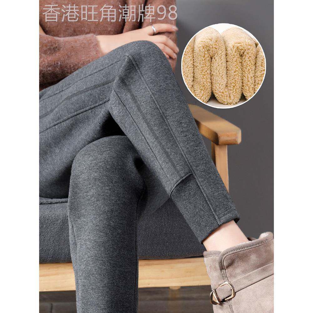 特厚羊羔绒运动裤女冬加绒加厚女裤外穿宽松束脚休闲裤子高腰卫裤