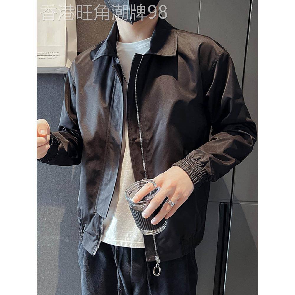 香港黑色外套修身男春秋款韩版高级感男装2025新款飞行员工装夹克