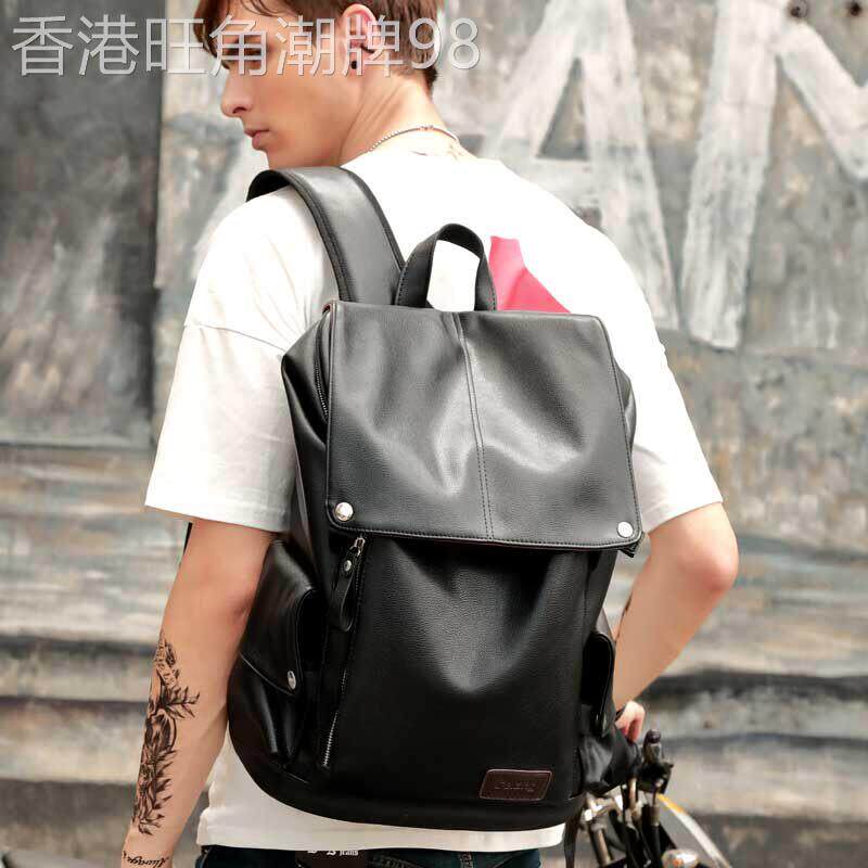 欧洲站男士真皮后揹包旅行揹包男包时尚潮流书包商务电脑包大容量
