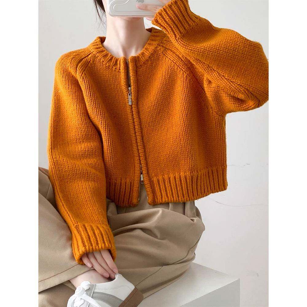 针织开衫外套女2025新款秋冬款宽松短款小个子慵懒毛衣设计感上衣