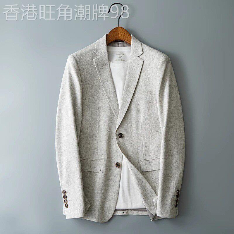 MK亚麻西装外套男春秋季薄款高端商务休闲正装男士西服免烫单西潮