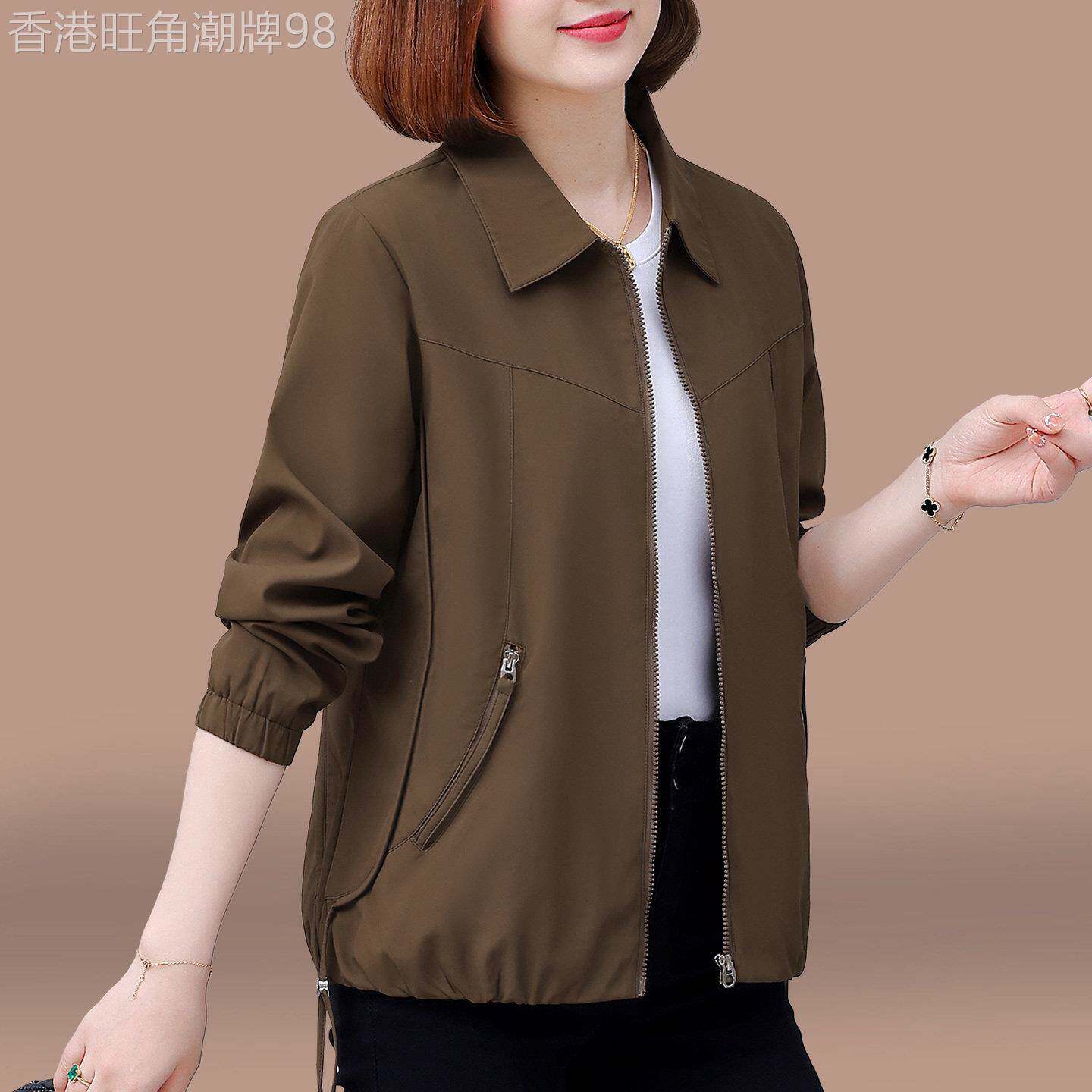 翻领外套女春秋薄款2026新款小个子短款宽松显瘦夹克大码休闲上衣