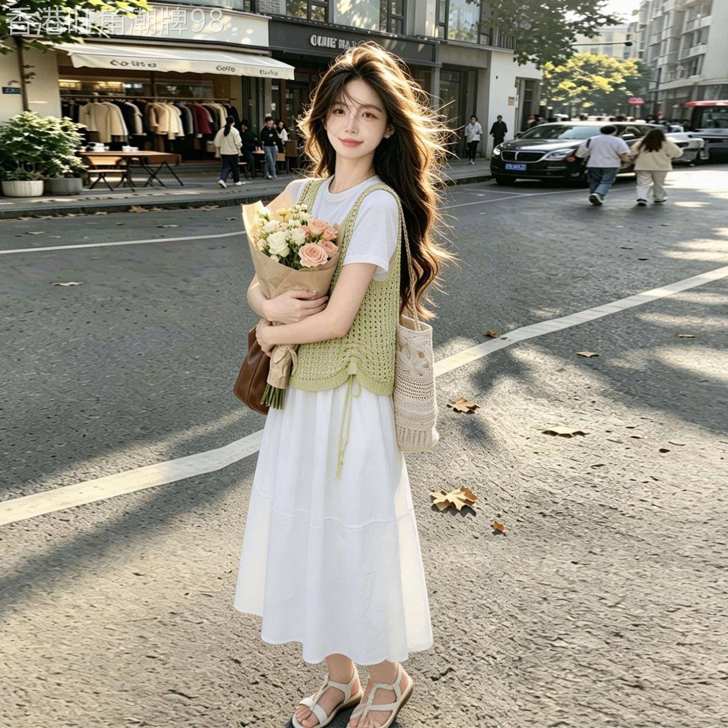 2026年夏季新款背心T恤半身裙套装女小清新设计感镂空百搭三件套