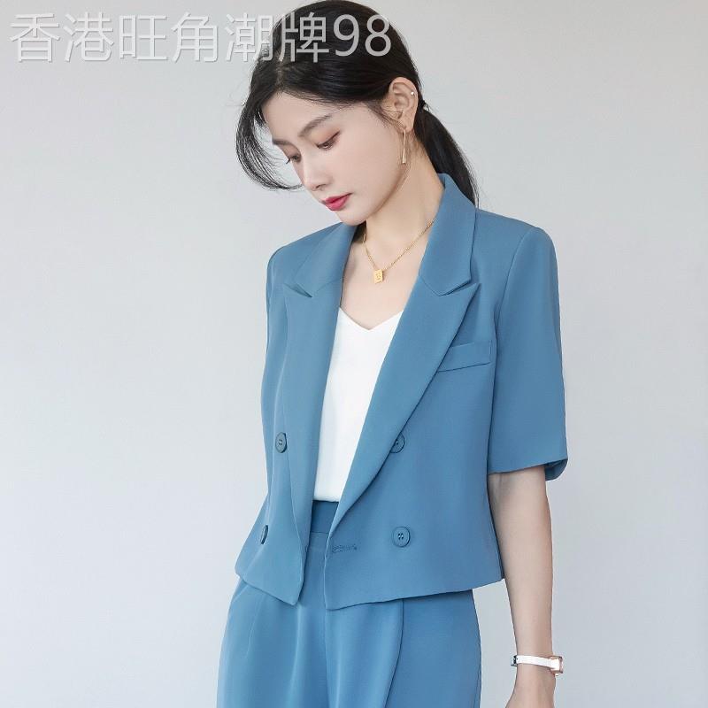 潮牌西装外套女夏季短款气质女神范御姐上班服薄款西服小个子套装
