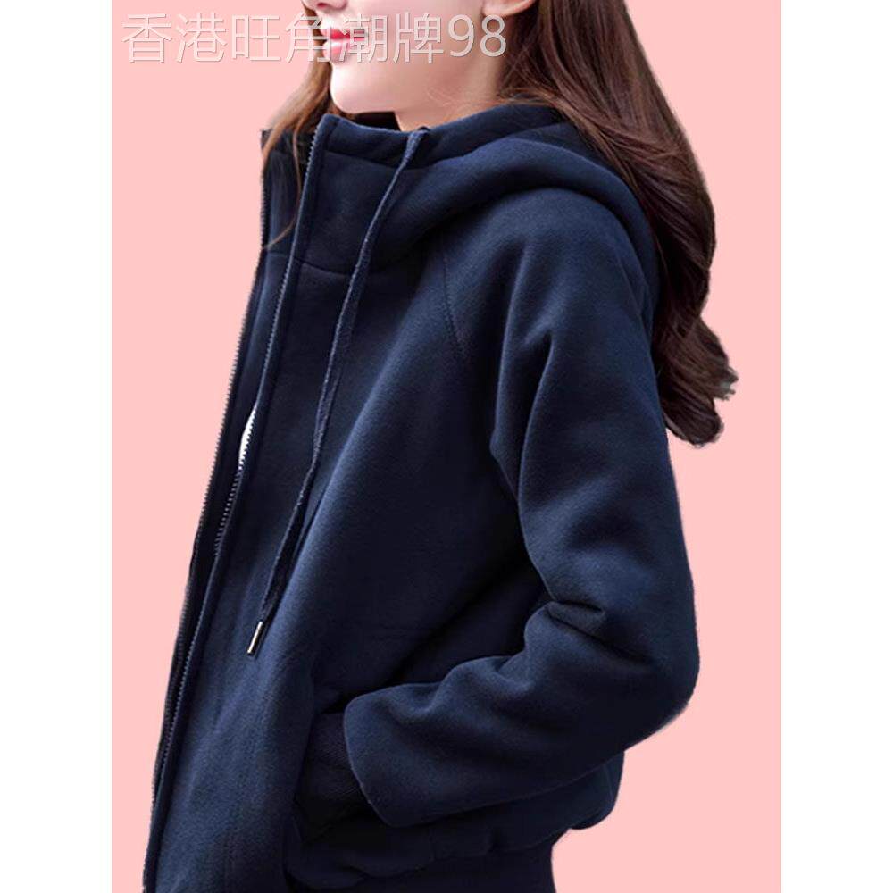 拉炼卫衣女秋冬新款休闲洋气长袖连帽韩版宽松显瘦运动棒球服外套